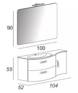 MOBILE BAGNO "BEST" GRIGIO CON SPECCHIO E LUCE LED, 104X52X55 CM